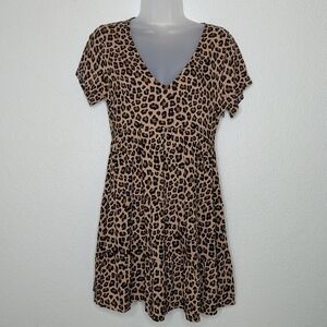 Altar'd State Leopard Print‎ Tiered Mini Dress Women's Size S
